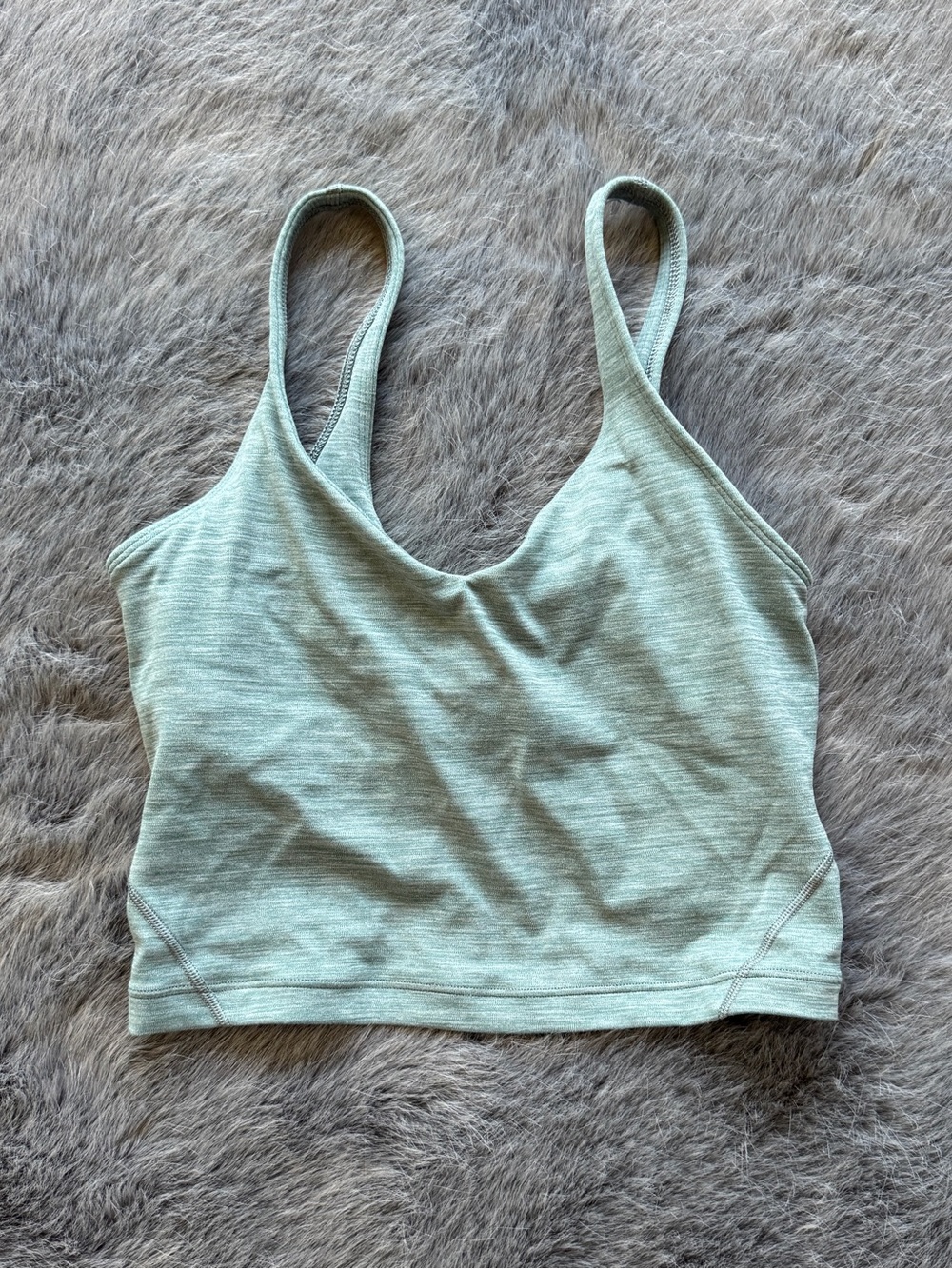Lululemon Seamless Mint Green Strappy Crop Tank with support.